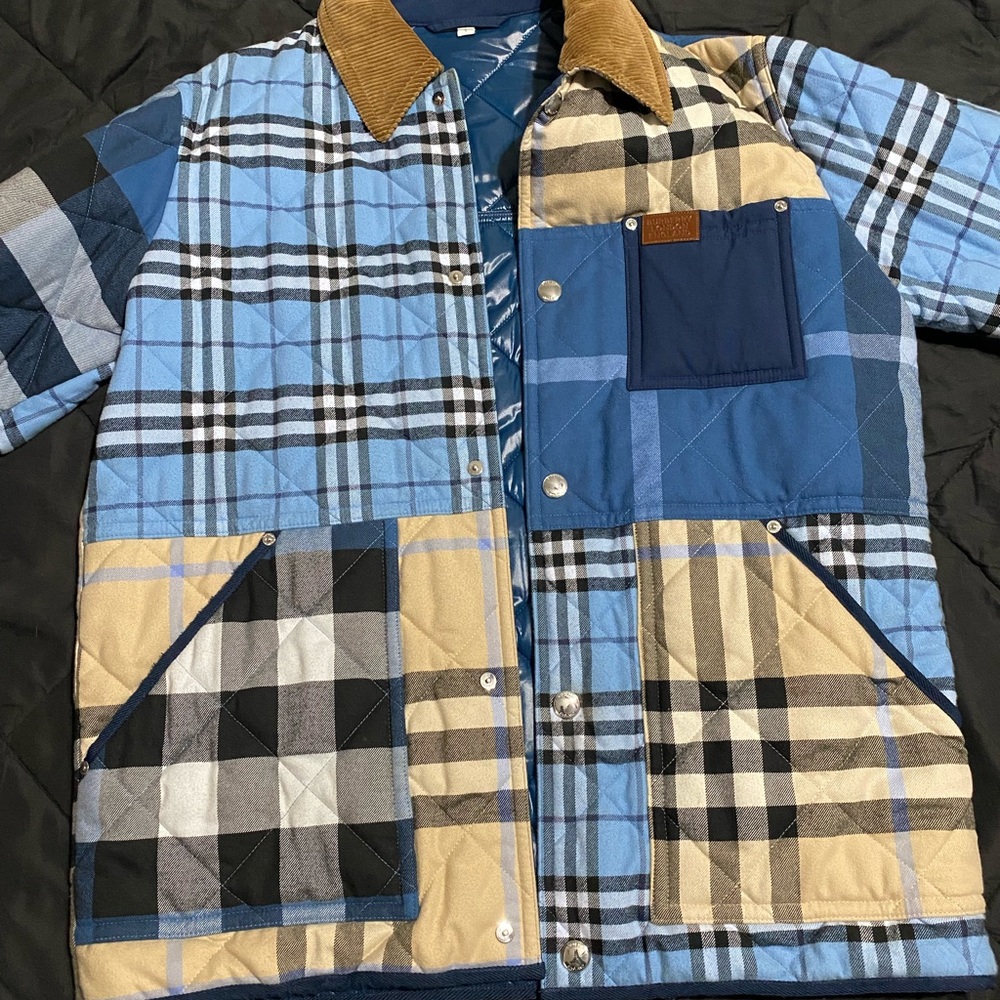 Burberry Blue Henham mixed Quilted Jacket